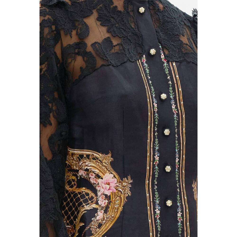 NEW CAMILLA noble endeavours lace sleeve mini dress in black - Picture 6 of 6